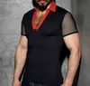Мужская сетка прозрачный Fishnet T-футболка 2022 мода сексуальный с коротким рукавом ночной клуб носить футболку мужчин вечеринка выполнять уличную одежду Y220214