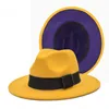 새로운 양모 재즈 모자 여성 가을 ​​Winte Fedora Hat 남성 클래식 리본 넓은 브림 페도라 영국 카우보이 모자