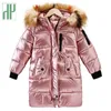 -30 graus crianças russa jaqueta inverno longo acolchoado snowsuit menina casaco kids parka quente com peles espessamento com capuz casacos lj201017