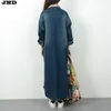 송료 무료 여성 플러스 사이즈 푸드 푸드 겉옷 긴 소매 드레스 싱글 브레스트 201031