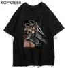 Vintage Attack On Titan Anime T Shirts Hange Zoe Streetwear hajuku Ulzzang Bomull Crewneck Sommar Kortärmad T-shirts Tops Y220208