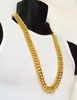Chains Mens Miami Cuban Link Curb 14K Real Yellow Solid Gold Gf Hip Hop 11Mm Thick Chain Jayz Epacket Ekn4B Qe0Q1
