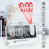 Desk Electronic Alarm Clock Table Large Screen LED Digital Alarm Clocks 180° Rotate Projector FM Radio Makeup Mirror Snooze Temperature Humidity Display ZL0595