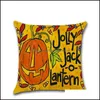 Coussin/Oreiller Décoratif Textiles de Maison Jardin Citrouille Motif Doux Taie d'oreiller Lin Simple Face Imprimé Animal Carré Er Halloween Vacances