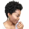 Perruque Afro crépue bouclée brésilienne, cheveux 100% naturels, coupe lutin, aspect naturel, couleur 1B #, pour femmes noires