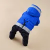 犬のアパレルペット秋の冬暖かい服の小犬用風風フード付き4脚のコスチューム肥厚コート衣類1