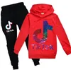 Tiktok -spårdräkt för Teenage Boy Girl Sport Set Fashion Kid Hooded Sweatshirt Top Sport Pant 2PC Outfit Children Suit Clothing255B1805092