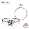 MODIAN Sparkling 1.0Ct Moissanite 925 Sterling Silver Finger Rings For Women Classic Wedding Band Engagement Statement Jewelry Y0122