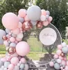 Balon Garland Kiti Macaron Gri ve Pembe Balon 4D Gül Altın Folyo Balonlar Set Düğün Bebek Duş Doğum Günü Partisi Süslemeleri 220114