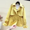 Women Short Trench 2020 New Spring Casual Trench Coat con fusciacche oversize doppio petto Vintage Mantello Cappotti Giacca a vento LJ201021