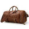 Duffel Tassen Outdoor Crazy Horse Leather Travel Bag Men's echte handtas retro schouder diagonale bagage met schoenpositie7731