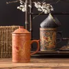 レトロの伝統的な中国のドラゴンフェニックスパープルクレイティーマグ蓋付き手作りの手作りYixing Zisha Tea Cup 300ml Teacup Gift Mug T284f