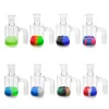 Glass Ash Catcher with 10ml Colorful Silicone Wax Container 14MM-14MM for Glass Water Pipes Bongs Oil Rigs Glass Pipe