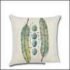 Cushion/Decorative Pillow Home Textiles & Garden Hand Painting Feather&Stone Cushion Er Linen Blend Office Sofa Square Case Decorative Pillo