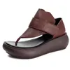 2020 New Summer Women Full Genuine Leather Thick Bottom Wedge Classic Retro Light Fashion Casual Sandals 0928
