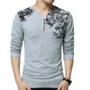 T-shirts Men's 2023 Spring Autumn Cotton Men t-shirt V-ringad avslappnad långärmad t-shirt för plus-storlek M-5XL