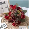 Dekoracyjne kwiaty wieńce świąteczne imprezowe dostawy ogród 30 cm róża jedwabiu bukiet piwonia sztuczna diy panna młoda ślub ozdoba fałszywy fa