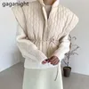 Gaganight Mode Femmes Épais Gilet Sans Manches Solide Outwear Tops Zipper Casual Lâche Gilets Réservoirs Coréens Crop Camis Dropshipping 201214