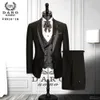 Daro Smokedo Black Brideroom Suit Düğün Damat Smokin Partisi Takım Takım Desingn 201106