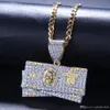 Hip-Hop Mäns Smycken Micro-Inlaid Zircon med dubbelfärg Elektroplätering Dollar Pendant Street Smycken