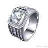 Mens Luxury Ring 925 Silver Plated Cz Diamond Men White Gold Rings Wedding Present Platinum Jewelry4631248