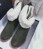 womens Green black real leather Shearling lined Casual fashion shoes ankle