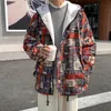 Mäns Down Parkas Men Woolen Full Print Hop Winter Jacket 2021 Mens Harajuku Graffiti Coats Man Koreanska Fashions Chic Oversize Windbreaker