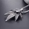 Antique Retro Black Stainless Steel Female Male Sweater Chain Pendant Hip Hop Gothic Maple Tree Leaf Leaves Necklace Pendants Jewelry