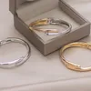 Trendy Simple Jewelry Geometry Round Metal Open Bangles & Bracelets Punk Gold Color Wristband Cuff Bracelet For Women Girls Gift