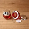10pcs/Lot High Quality 30g Glass Red Cream Jar Women Cosmetic Container Lotion Vial Sliver Cap 1OZ Eyeshadow 30ml Refillable Pot