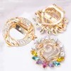 Moda Coreana Banhado Ouro Brooches Do Casamento Simulado Pérola Rhinestone Broche Flower Collar Vestir Hijab Pins Fashion Jewelry