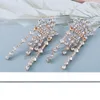 Orecchini lunghi con strass retrò per donna Dichiarazione di alta qualità Orecchini pendenti in cristallo di lusso Orecchini in metallo ZA Gioielli regalo