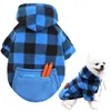 Winter Warm Pet Dog Apparel Kleding Plaid Afdrukken Dog Hoodies Outfit voor Kleine Honden Chihuahua Pug Trui Kleding Puppy Kat Jasje 20220112 Q2