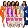 Plus size 2X fall winter Women long sleeve tie dye Jumpsuits casual zipper Rompers sexy gradient skinny bodysuits night club wear 4095