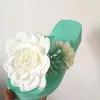 Hahaflower strand sandalen slippers vrouwelijke zomer groen mooie rozen handgemaakte mooie grote bloemen flip flop dames cowboylaarzen slippers slippers