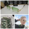 Lunettes de soleil design pour hommes pour femmes Mode Carré Vert Style d'été Or sans cadre Millionaire Carti Lunettes de soleil UV 400 Lunettes avec étui Lunettes luxe femme