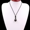 YJXP Natural Lava Stone Pendant Rope Chain Necklace 18mm Volcanic Round Pärla Trendiga halsband Lucky Charms Amulet Jewelry 1 PCS218H