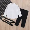 Rorychen Boys Clothing Sets Autumn Toddler Kids Boys Clothes Suit Black ShirtOveralls 2PCS Outfits Sets Child Boy Clothing LJ20084461151