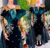 2022 Plus Size Arabic Aso Ebi Dark Green Luxurious Prom Dresses Beaded Crystals Velvet Evening Formal Party Second Reception Birthday Gowns Dress ZJ466