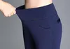 Taille hiver femmes maigre mince épais polaire velours Leggings pantalon chaud taille haute élastique lambrissé dame rouge décontracté pantalon long