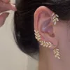 Moda rua espumante folha de cristal orelha clipe não piercing brinco para mulheres moda folhas borboleta cuff jóias presente