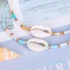 Bracelet à breloques en coquillage avec brins de perles colorées, bijoux de style bohème à la mode