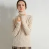 Inverno donna pullover maglione lavorato a maglia elasticità maglione casual moda dolcevita caldo femminile 100% lana merino maglione di cashmere 201130