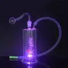 Quemador de aceite de vidrio reciclado Bong con luz LED Hookah Shihsa Pipas de agua Bongs Espiral Perc con tubos de quemador de aceite macho de 10 mm y puntas de silicona