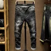 KSTUN Jeans strappati per uomo Slim Fit Stretch Moda High Street Style Pantaloni denim maschili sfilacciati Distrutti Jeans punk vintage da uomo T200614