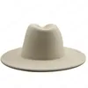 Nouvelle crème extérieure intérieure armée vert feutre de laine Jazz Fedora chapeaux avec boucle de ceinture mince hommes femmes large bord Panama Trilby Cap