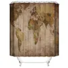 Old World Map Print Shower Curtain Vintage Bathroom Decor 4 Piece Set Soft Toilet Mat Pad 180x180 cm T200711