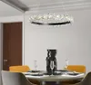 Modern LED Luxury Crystal Pendant Landelier för matsal Sovrum Guldarmaturer Kreativ Rund Enkel Aluminium Hängande Lampa