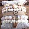 RH Fashion Boho Jewelry Accessory Stone Beaded Bracelet 5pc Stack Bracelet Bangle Set For Peace Bohemian Jewelryes Gift246P