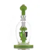 Narguilés aux champignons Pipes en verre de couleur pourpre et vert 8,5 pouces de haut Recycler Dab Rigs Bongs d'eau avec bol de 14 mm